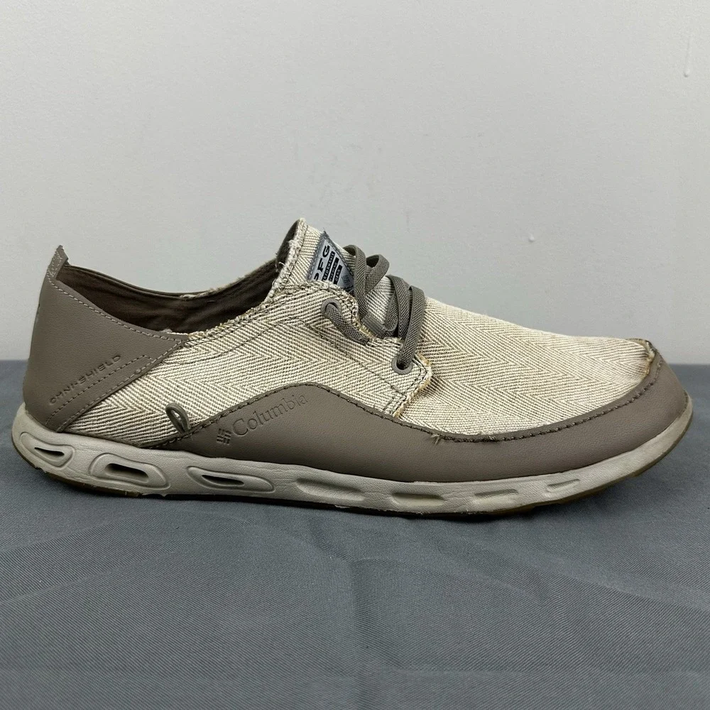 Columbia Bahama Vent PFG Laced Boat Deck Shoes Mens 15 Tan Beige